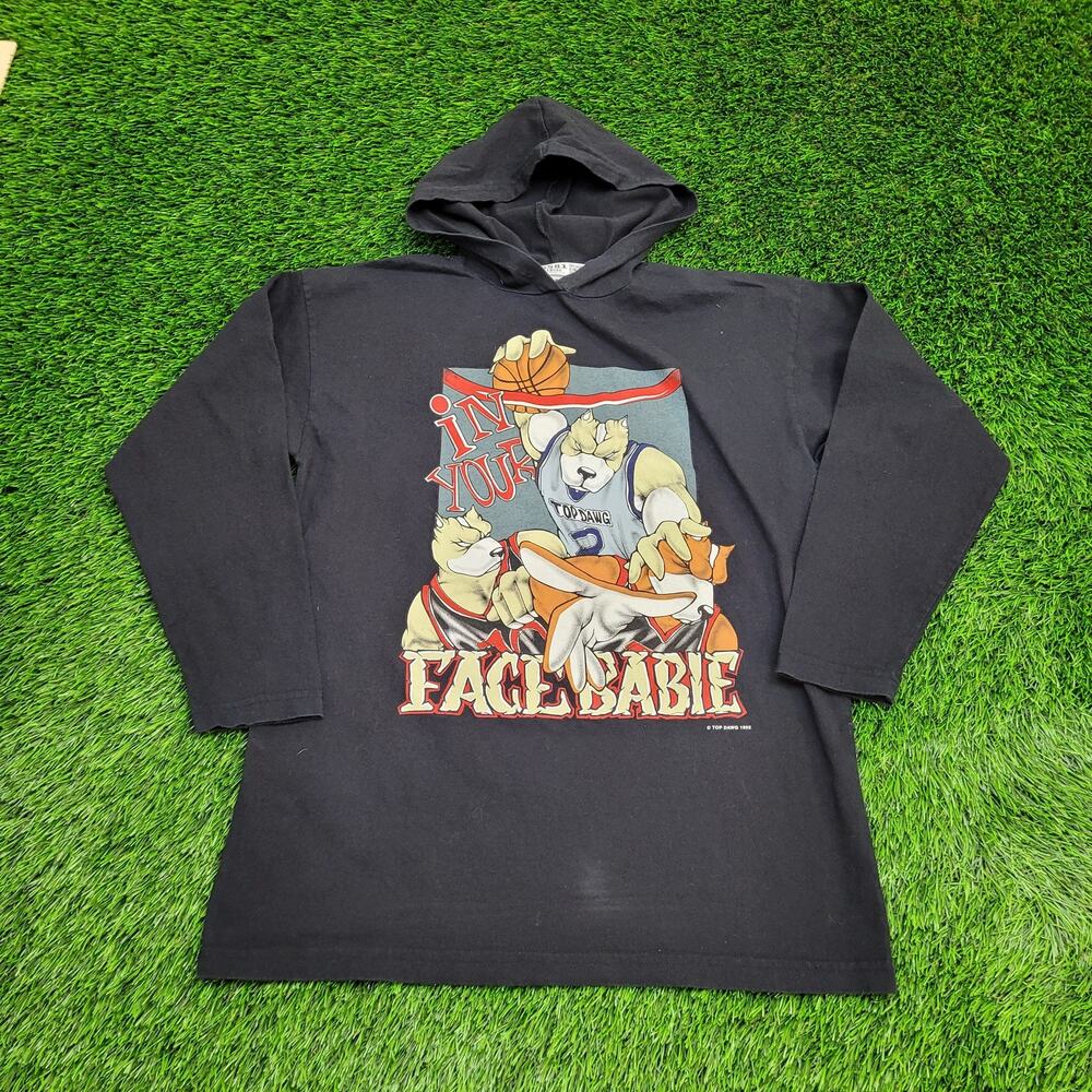 Vintage 1995 Top-Dawg Hooded Shirt Womens Large 20x25 USA